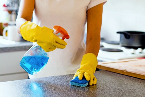 Commercial cleaners in SW19 vacuuming office floors and maintaining hygiene